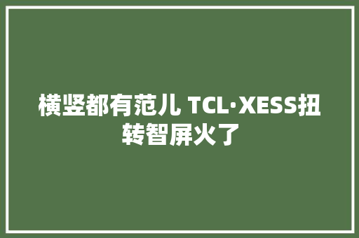 横竖都有范儿 TCL·XESS扭转智屏火了