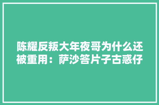 陈耀反叛大年夜哥为什么还被重用：萨沙答片子古惑仔第1集的疑问