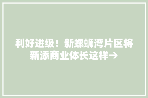 利好进级！新螺蛳湾片区将新添商业体长这样→ 利好进级！新螺蛳湾片区将新添商业体长这样→ 智能科技