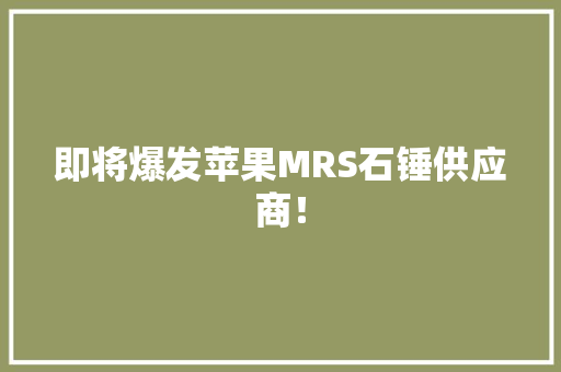 即将爆发苹果MRS石锤供应商！ 即将爆发苹果MRS石锤供应商！ 人工智能