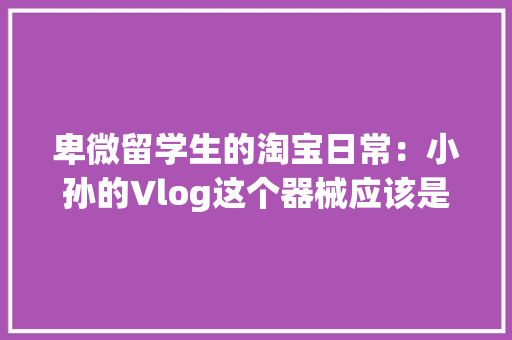 卑微留学生的淘宝日常：小孙的Vlog这个器械应该是真的吧？ 卑微留学生的淘宝日常：小孙的Vlog这个器械应该是真的吧？ 智能科技
