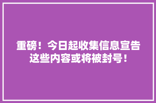 重磅！今日起收集信息宣告这些内容或将被封号！ 重磅！今日起收集信息宣告这些内容或将被封号！ 互联通信