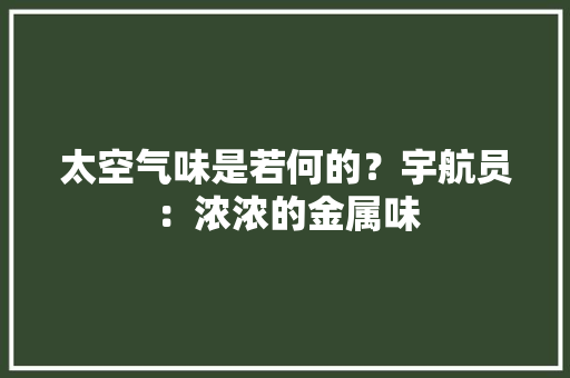 太空气味是若何的？宇航员：浓浓的金属味 太空气味是若何的？宇航员：浓浓的金属味 智能科技