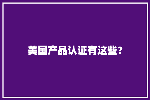 美国产品认证有这些？ 美国产品认证有这些？ 人工智能