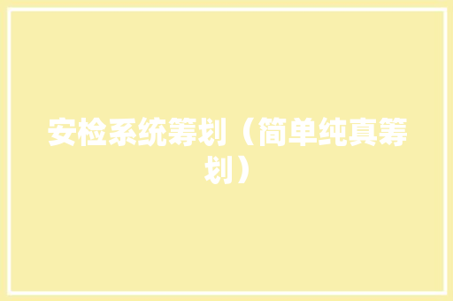 安检系统筹划（简单纯真筹划）