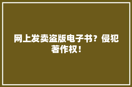 网上发卖盗版电子书？侵犯著作权！ 网上发卖盗版电子书？侵犯著作权！ 互联通信