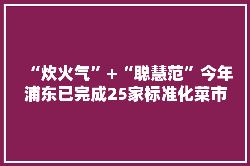 “炊火气”+“聪慧范”今年浦东已完成25家标准化菜市场进级改造