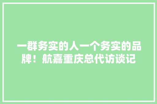 一群务实的人一个务实的品牌！航嘉重庆总代访谈记 一群务实的人一个务实的品牌！航嘉重庆总代访谈记 智能科技