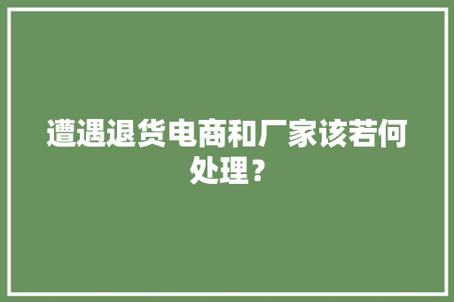 遭遇退货电商和厂家该若何处理？ 遭遇退货电商和厂家该若何处理？ 互联通信