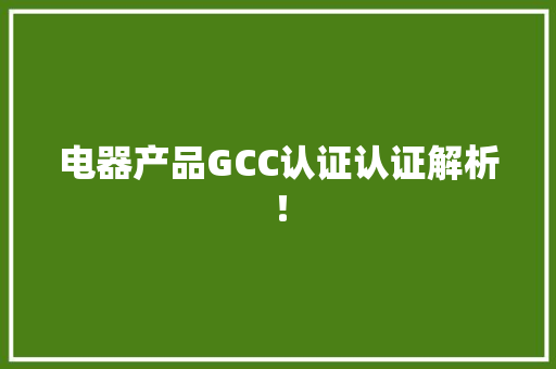 电器产品GCC认证认证解析！ 电器产品GCC认证认证解析！ 人工智能