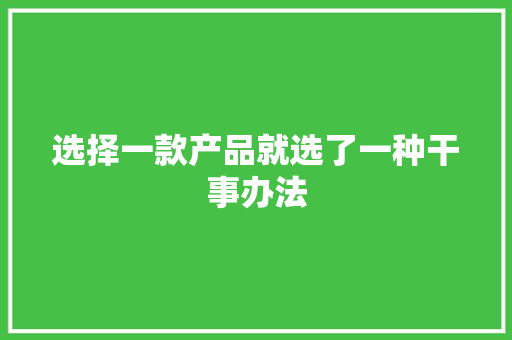 选择一款产品就选了一种干事办法