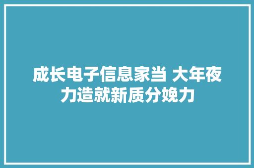 成长电子信息家当 大年夜力造就新质分娩力