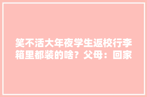 笑不活大年夜学生返校行李箱里都装的啥？父母：回家里进货了！ 笑不活大年夜学生返校行李箱里都装的啥？父母：回家里进货了！ 人工智能