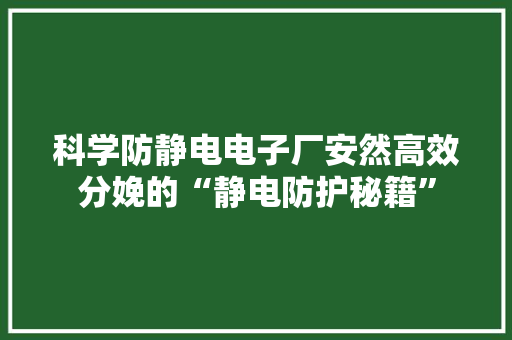 科学防静电电子厂安然高效分娩的“静电防护秘籍” 科学防静电电子厂安然高效分娩的“静电防护秘籍” 互联通信