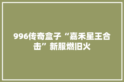 996传奇盒子“嘉禾星王合击”新服燃旧火 996传奇盒子“嘉禾星王合击”新服燃旧火 人工智能