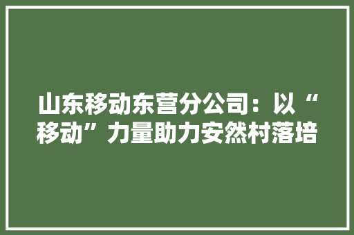 山东移动东营分公司：以“移动”力量助力安然村落培植迈上新台阶 山东移动东营分公司：以“移动”力量助力安然村落培植迈上新台阶 智能科技