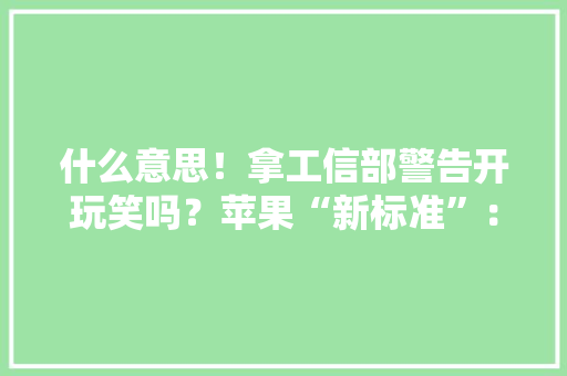 什么意思！拿工信部警告开玩笑吗？苹果“新标准”：内嵌密码芯片
