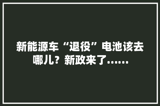 新能源车“退役”电池该去哪儿？新政来了……