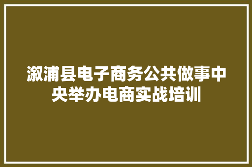 溆浦县电子商务公共做事中央举办电商实战培训