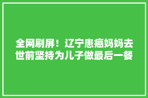 全网刷屏！辽宁患癌妈妈去世前坚持为儿子做最后一餐儿子流泪记录……