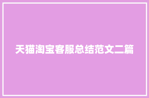 天猫淘宝客服总结范文二篇
