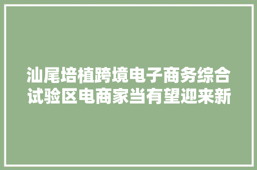 汕尾培植跨境电子商务综合试验区电商家当有望迎来新的打破 汕尾培植跨境电子商务综合试验区电商家当有望迎来新的打破 互联通信