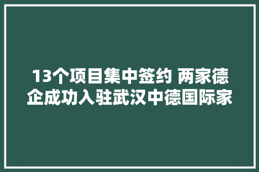 13个项目集中签约 两家德企成功入驻武汉中德国际家当园 13个项目集中签约 两家德企成功入驻武汉中德国际家当园 互联通信