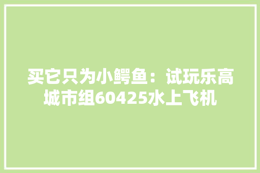 买它只为小鳄鱼：试玩乐高城市组60425水上飞机 买它只为小鳄鱼：试玩乐高城市组60425水上飞机 智能科技