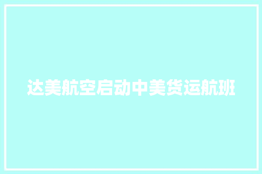 达美航空启动中美货运航班 达美航空启动中美货运航班 智能家居