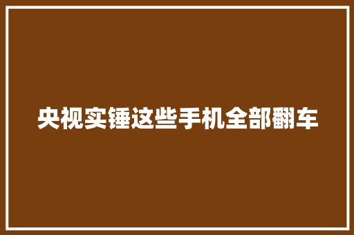 央视实锤这些手机全部翻车 央视实锤这些手机全部翻车 智能家居