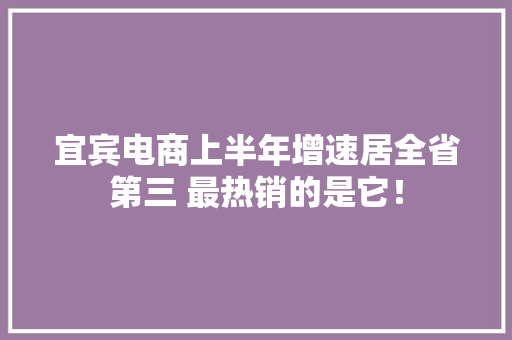 宜宾电商上半年增速居全省第三 最热销的是它！ 宜宾电商上半年增速居全省第三 最热销的是它！ 人工智能