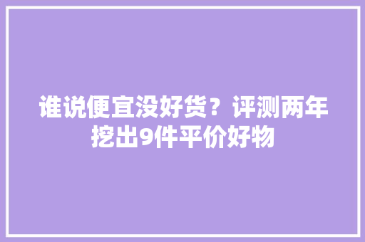 谁说便宜没好货？评测两年挖出9件平价好物 谁说便宜没好货？评测两年挖出9件平价好物 人工智能