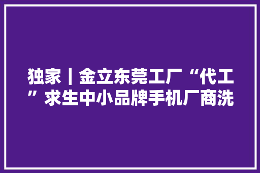 独家｜金立东莞工厂“代工”求生中小品牌手机厂商洗牌潮接近尾声 独家｜金立东莞工厂“代工”求生中小品牌手机厂商洗牌潮接近尾声 人工智能