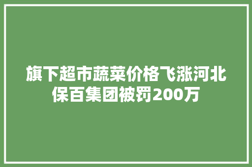 旗下超市蔬菜价格飞涨河北保百集团被罚200万 旗下超市蔬菜价格飞涨河北保百集团被罚200万 互联通信