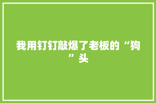 我用钉钉敲爆了老板的“狗”头 我用钉钉敲爆了老板的“狗”头 智能家居