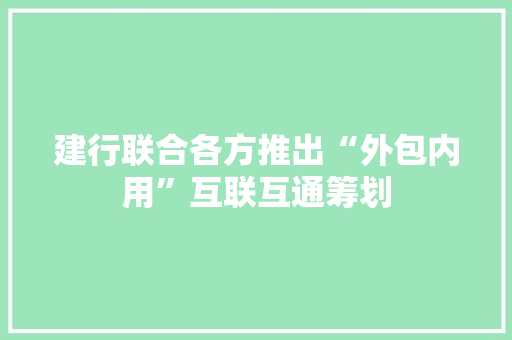 建行联合各方推出“外包内用”互联互通筹划