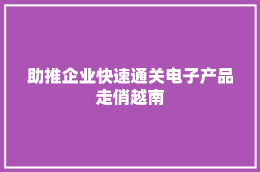 助推企业快速通关电子产品走俏越南