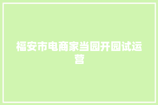 福安市电商家当园开园试运营 福安市电商家当园开园试运营 智能家居
