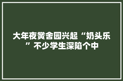 大年夜黉舍园兴起“奶头乐”不少学生深陷个中 大年夜黉舍园兴起“奶头乐”不少学生深陷个中 智能家居