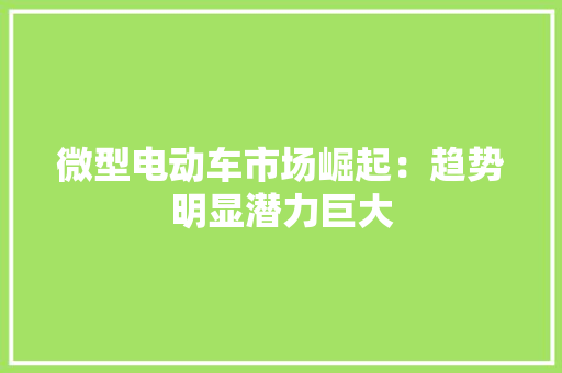 微型电动车市场崛起：趋势明显潜力巨大 微型电动车市场崛起：趋势明显潜力巨大 智能科技