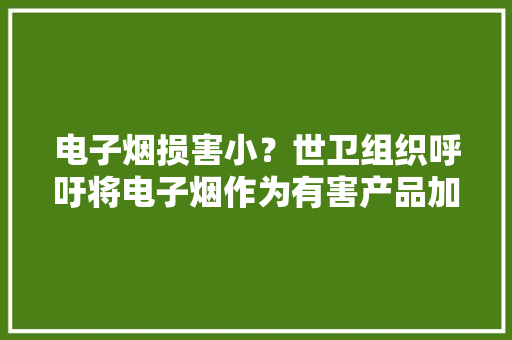 电子烟损害小？世卫组织呼吁将电子烟作为有害产品加以牵制 电子烟损害小？世卫组织呼吁将电子烟作为有害产品加以牵制 智能科技