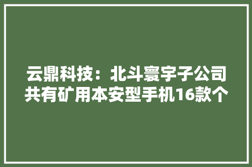 云鼎科技：北斗寰宇子公司共有矿用本安型手机16款个中5G手机9款4G手机7款 云鼎科技：北斗寰宇子公司共有矿用本安型手机16款个中5G手机9款4G手机7款 智能家居