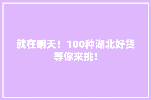 就在明天！100种湖北好货等你来挑！