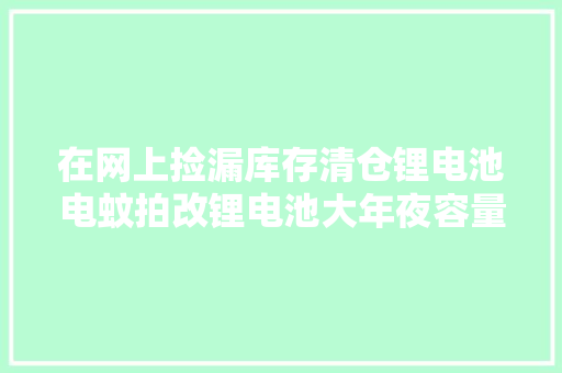在网上捡漏库存清仓锂电池电蚊拍改锂电池大年夜容量供电运用 在网上捡漏库存清仓锂电池电蚊拍改锂电池大年夜容量供电运用 智能家居