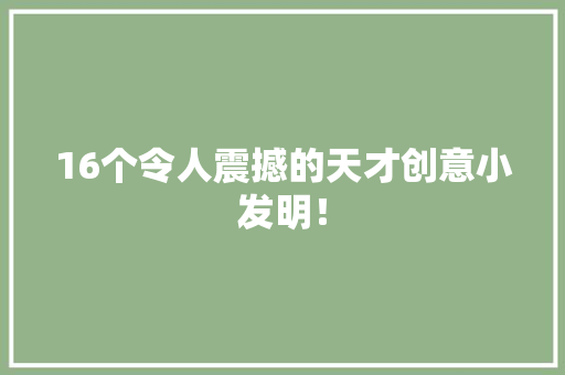 16个令人震撼的天才创意小发明！
