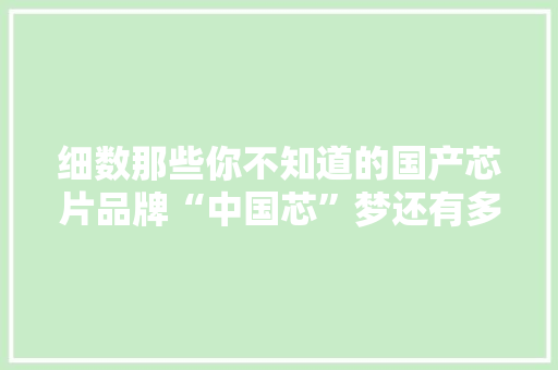 细数那些你不知道的国产芯片品牌“中国芯”梦还有多远？