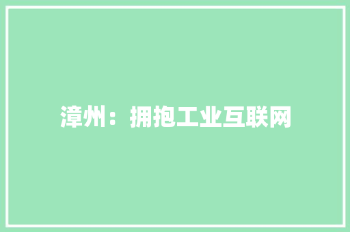 漳州：拥抱工业互联网