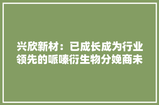 兴欣新材：已成长成为行业领先的哌嗪衍生物分娩商未来将开拓环保、电子、高分子材料等领域的新产品