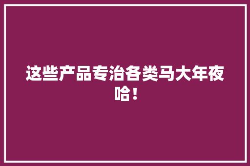 这些产品专治各类马大年夜哈！