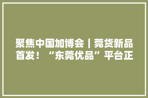 聚焦中国加博会｜莞货新品首发！“东莞优品”平台正式上线